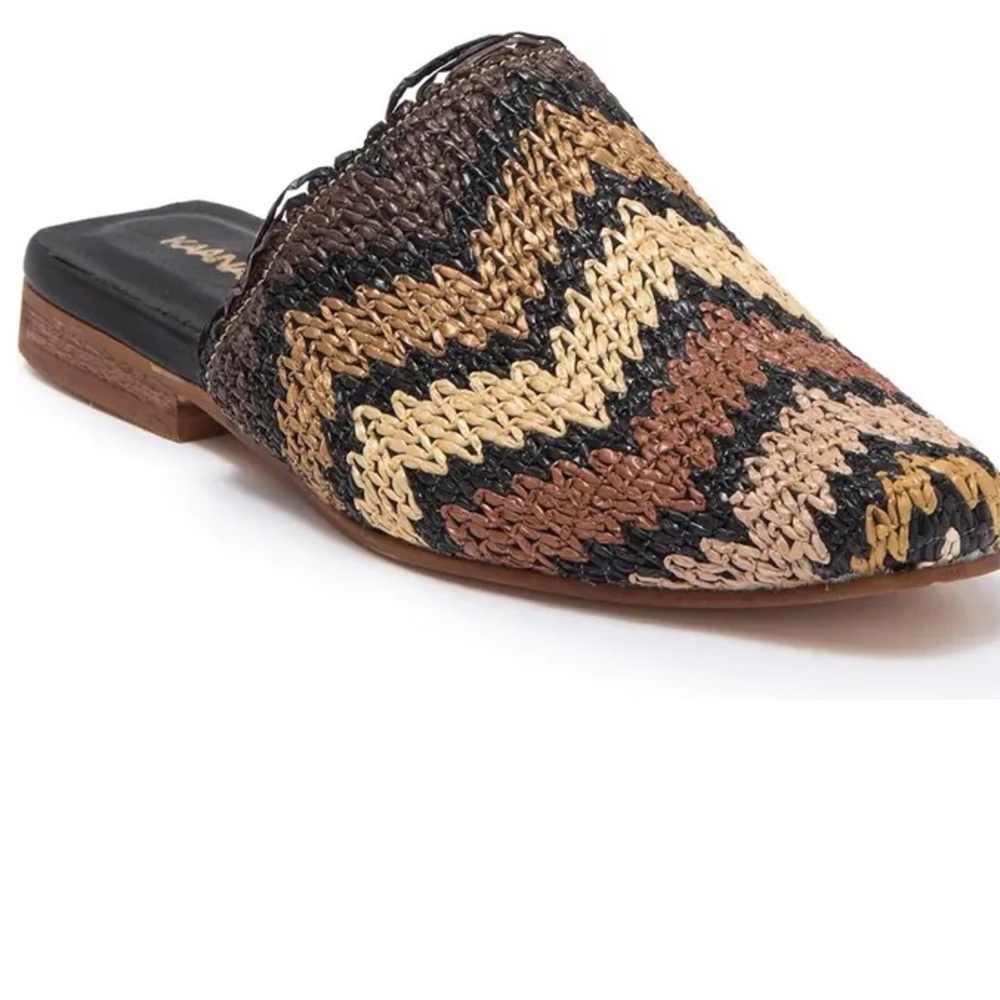 KAANAS | Providencia Chevron Mule Size 6M Brown Tan New With Tags Zigzag Woven